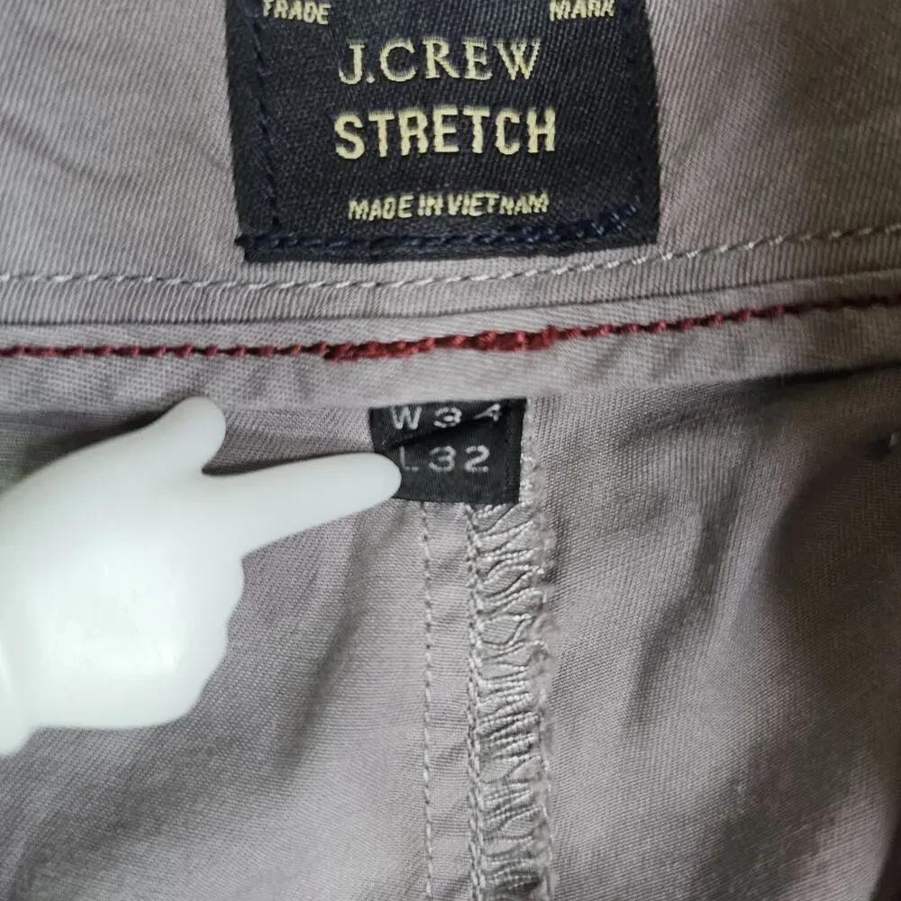J Crew 484 Slim Chino Gray Stretch Cotton Men's 34W x 32L